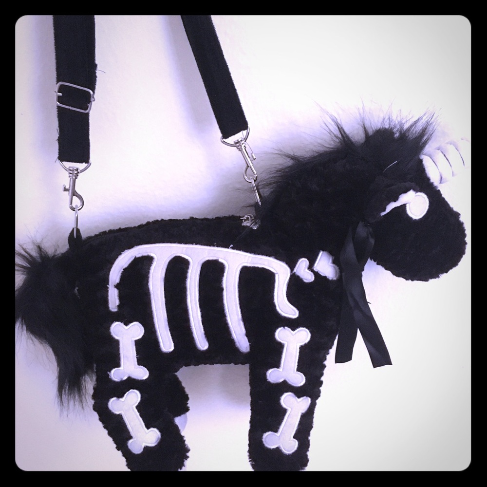 Unicorn Skeleton Halloween Plush Bag NWOT